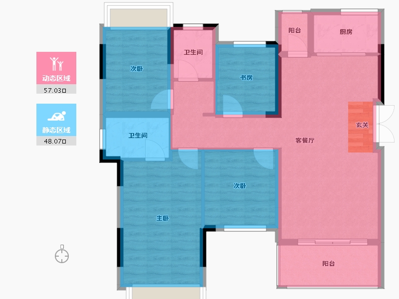 四川省-成都市-金科集美星宸-94.43-户型库-动静分区