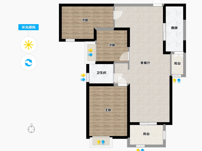 福建省-泉州市-海宸尊域-102.00-户型库-采光通风