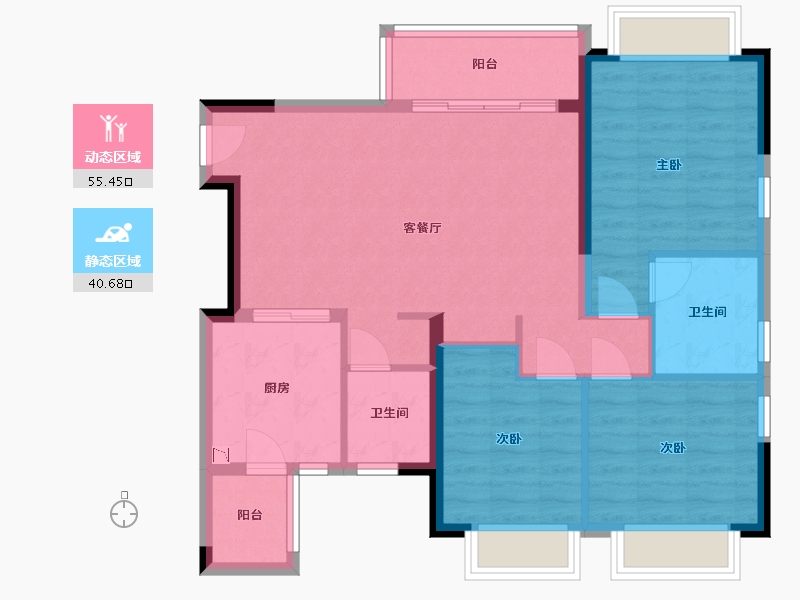 四川省-南充市-恒大华府-86.31-户型库-动静分区