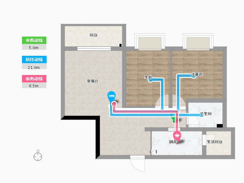 四川省-成都市-清沙苑-3幢-63.85-户型库-动静线