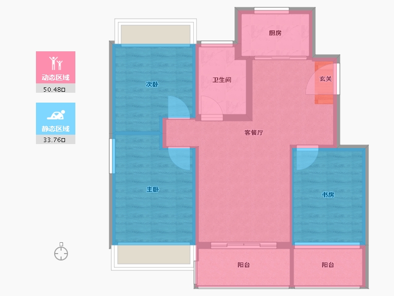 江苏省-扬州市-世茂恒通璀璨星辰-76.00-户型库-动静分区