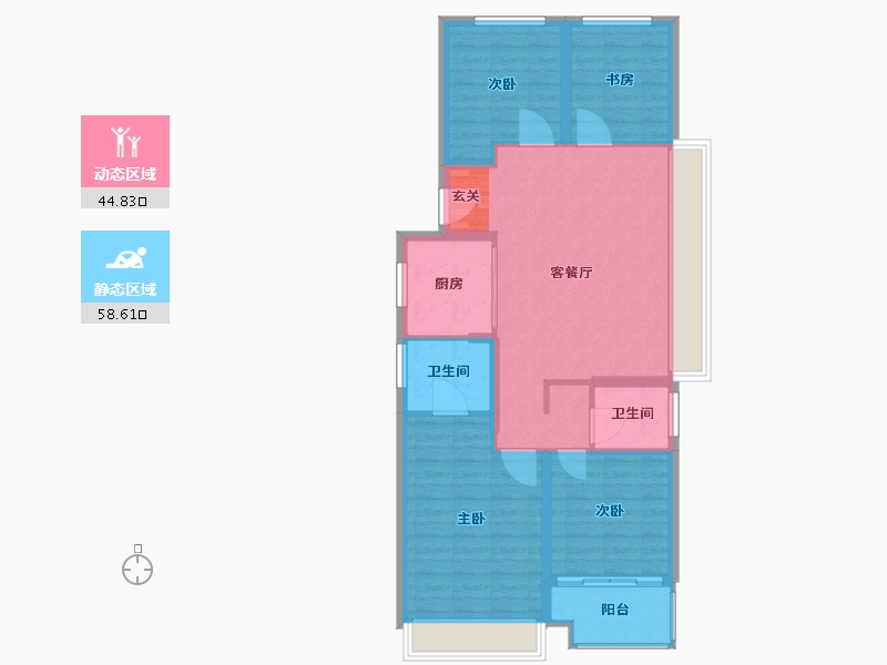 江苏省-扬州市-运河宝龙观邸-93.60-户型库-动静分区