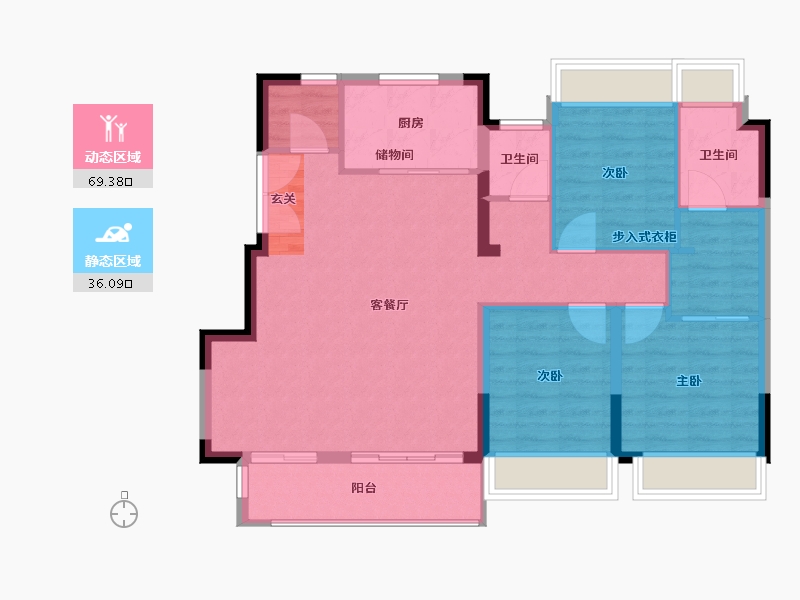 江苏省-扬州市-中书华邸-96.00-户型库-动静分区