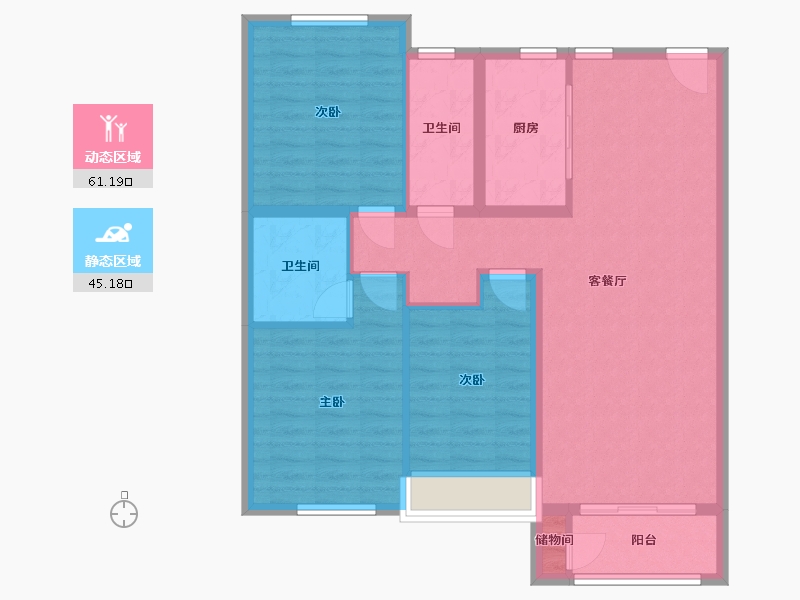 辽宁省-沈阳市-碧桂园公园里-95.92-户型库-动静分区