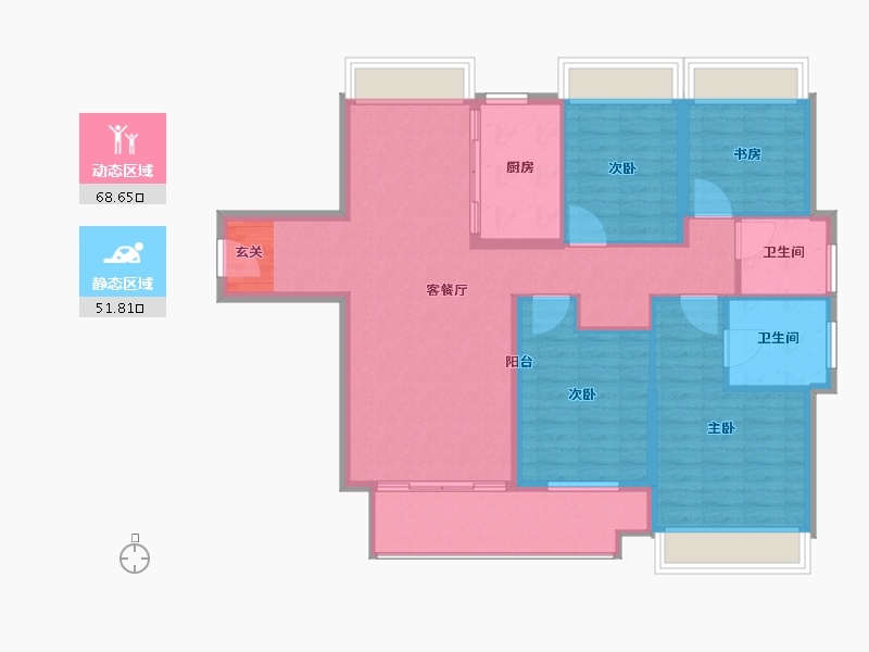 江苏省-扬州市-运河宝龙观邸-109.00-户型库-动静分区