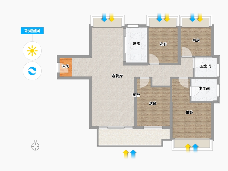 江苏省-扬州市-运河宝龙观邸-109.00-户型库-采光通风