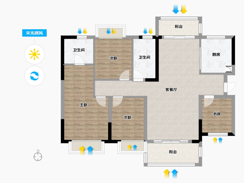 广东省-揭阳市-保利锦城-106.76-户型库-采光通风