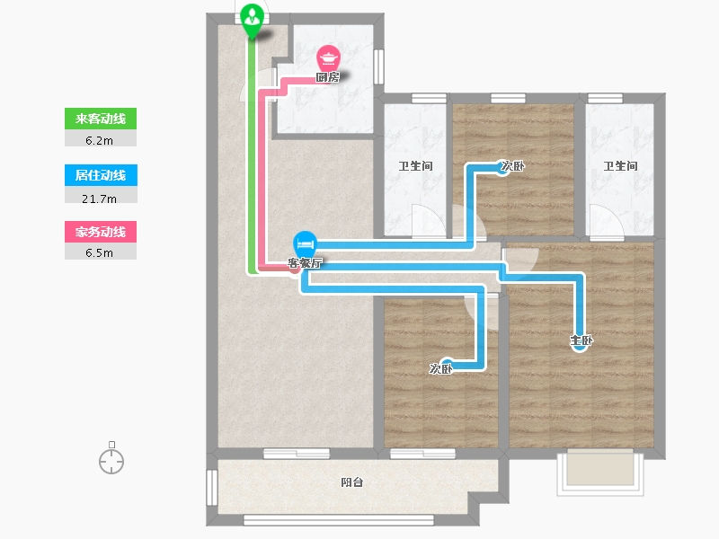 河南省-洛阳市-中骏雍景湾-88.56-户型库-动静线