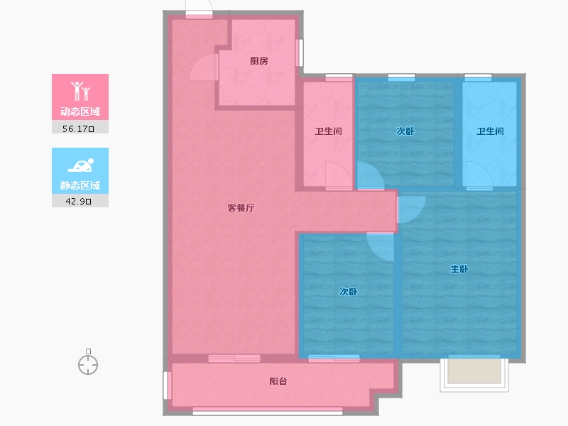 河南省-洛阳市-中骏雍景湾-88.56-户型库-动静分区