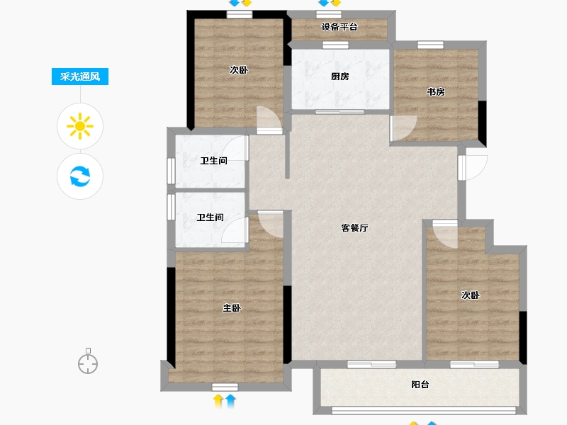 浙江省-绍兴市-宝业云溪里-108.00-户型库-采光通风