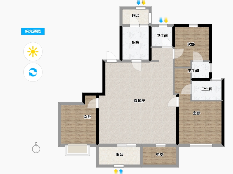 河南省-许昌市-中建观湖悦府-127.01-户型库-采光通风