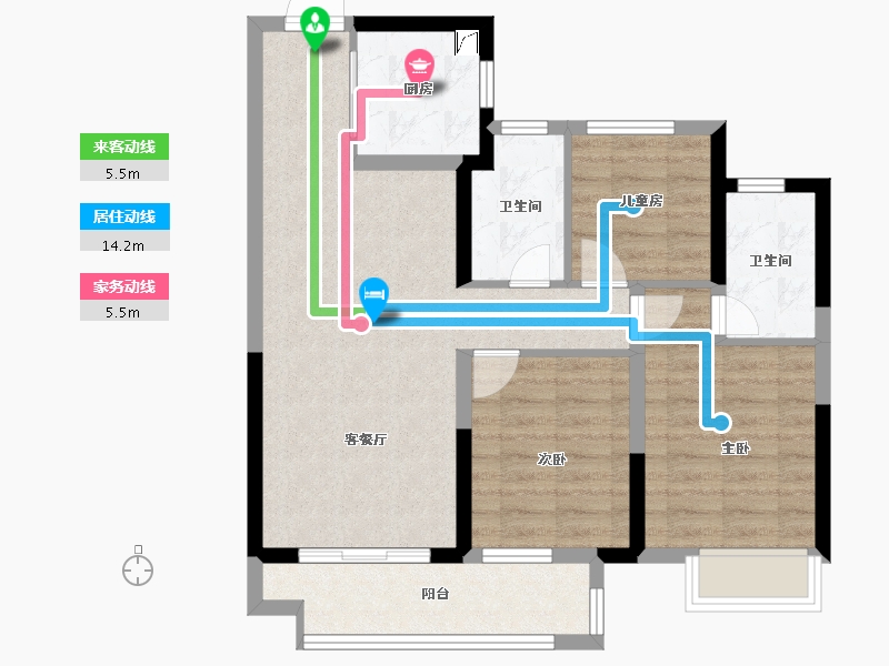 湖北省-武汉市-依云水岸-76.23-户型库-动静线