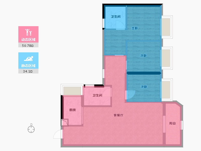 广东省-珠海市-中海星筑-75.66-户型库-动静分区