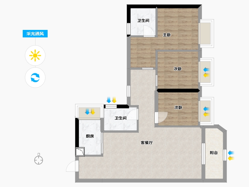 广东省-珠海市-中海星筑-75.66-户型库-采光通风