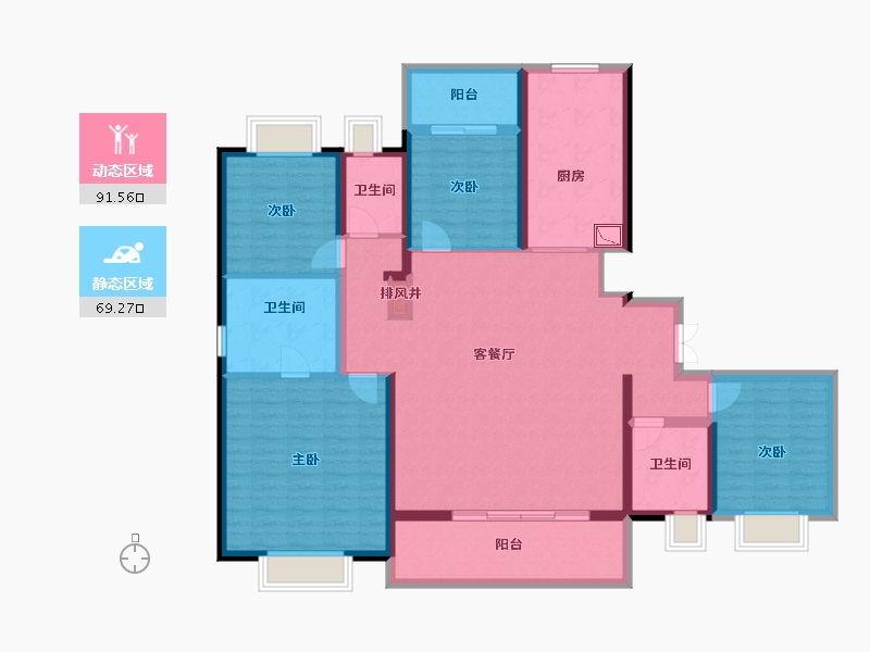 湖北省-武汉市-方岛金茂智慧科学城-144.82-户型库-动静分区