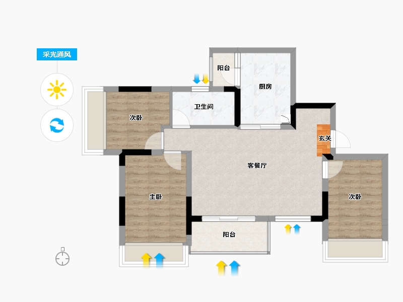 四川省-成都市-金科集美星宸-72.63-户型库-采光通风