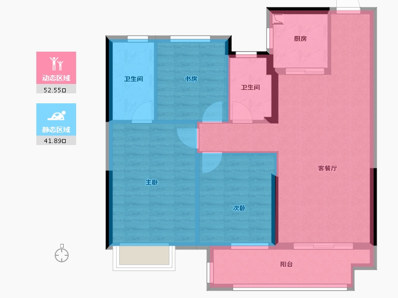 湖北省-武汉市-依云水岸-84.94-户型库-动静分区