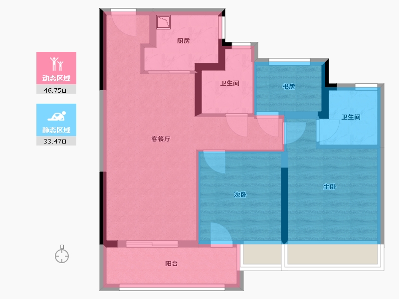 浙江省-温州市-金澜云邸-70.99-户型库-动静分区