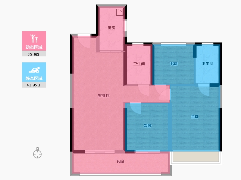 浙江省-温州市-金澜云邸-87.20-户型库-动静分区