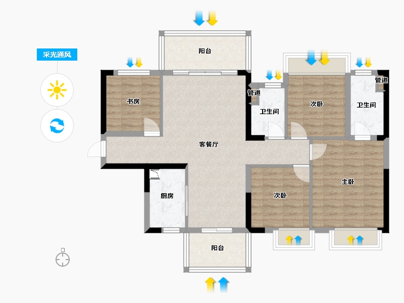 广西壮族自治区-南宁市-深石汉华柏翠湾-97.87-户型库-采光通风