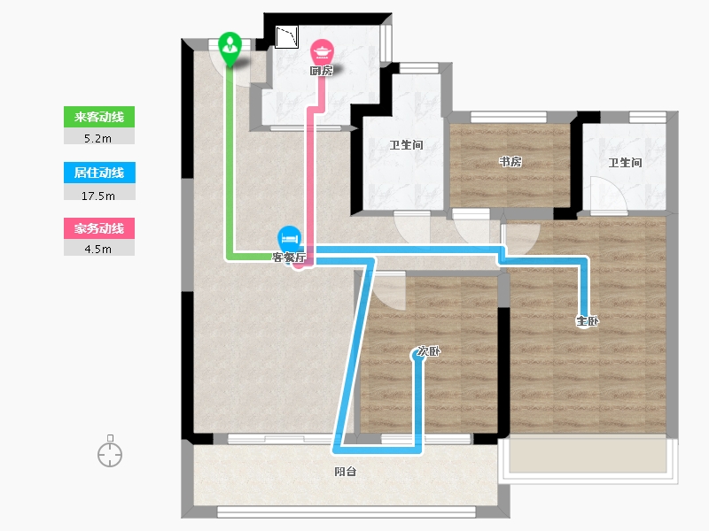 浙江省-温州市-金澜云邸-79.75-户型库-动静线