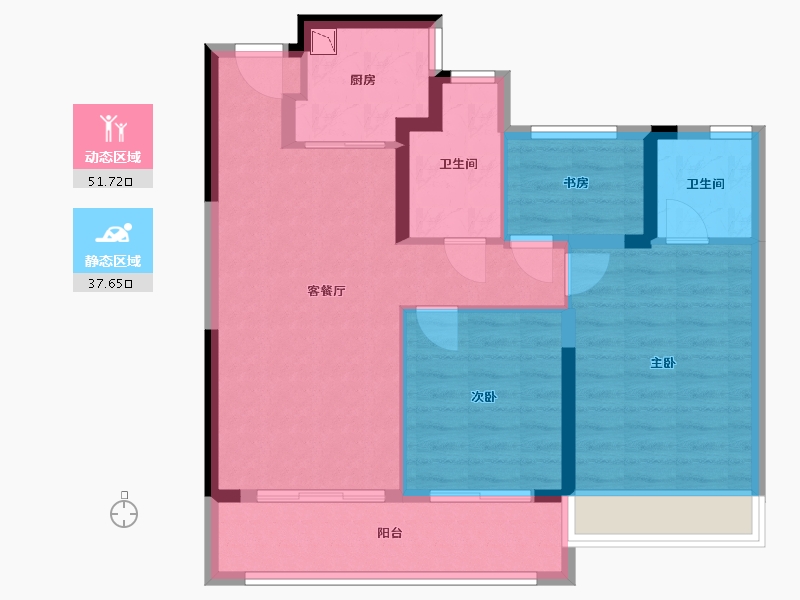 浙江省-温州市-金澜云邸-79.75-户型库-动静分区