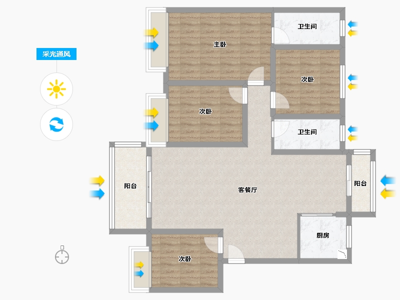 河南省-周口市-建业森林半岛-110.73-户型库-采光通风