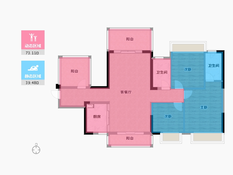 广西壮族自治区-南宁市-彰泰欢乐颂-100.73-户型库-动静分区