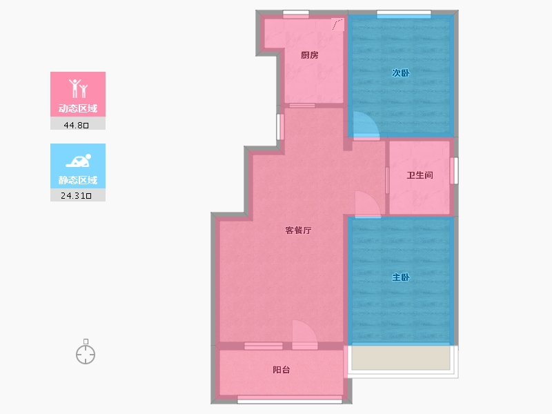 北京-北京市-万科・拾光海湾-60.91-户型库-动静分区