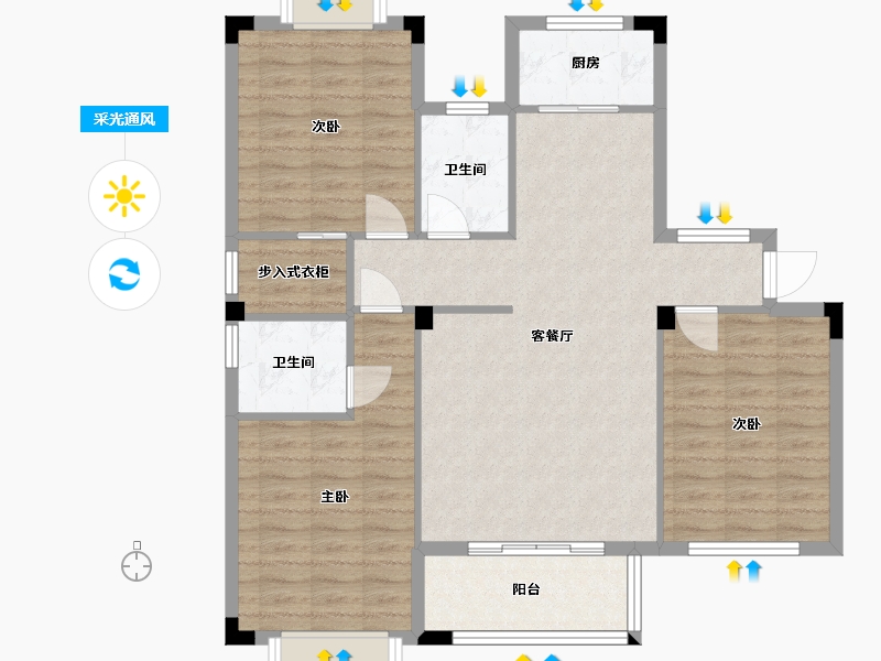 安徽省-黄山市-博瑞状元首府-96.00-户型库-采光通风