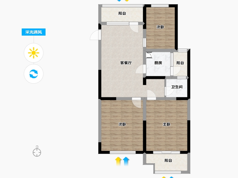 河南省-开封市-弘阳燕澜府-87.74-户型库-采光通风