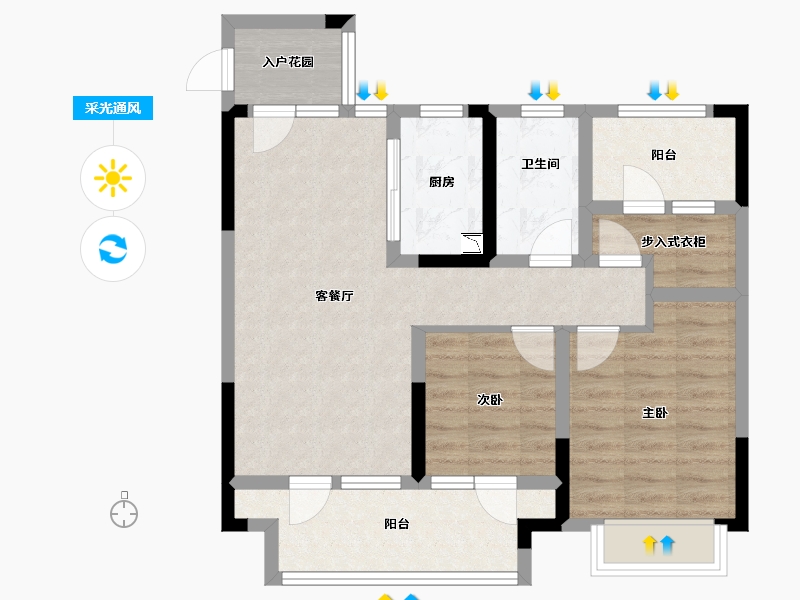 山东省-青岛市-城投南信天骄观澜-71.85-户型库-采光通风