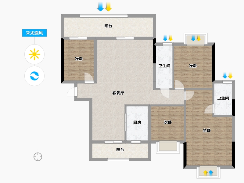 湖南省-衡阳市-合兴新城-125.85-户型库-采光通风