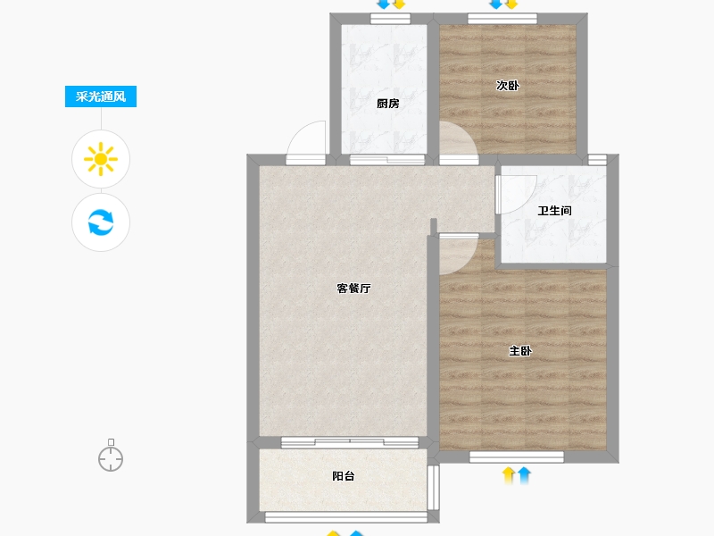 山东省-青岛市-港都香城-65.60-户型库-采光通风