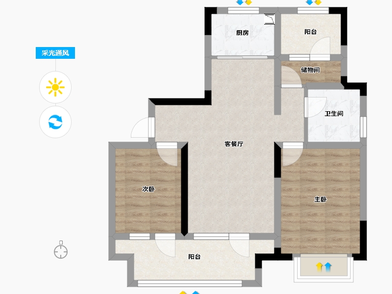 山东省-青岛市-城投南信天骄观澜-68.87-户型库-采光通风