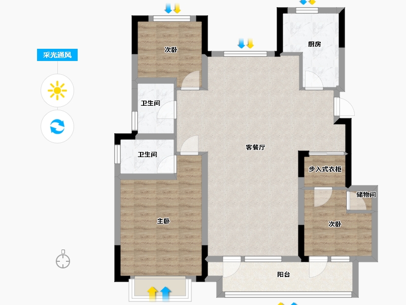 山东省-青岛市-城投南信天骄观澜-97.67-户型库-采光通风