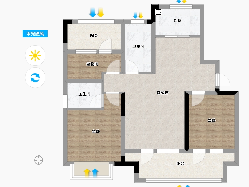 山东省-青岛市-城投南信天骄观澜-78.77-户型库-采光通风