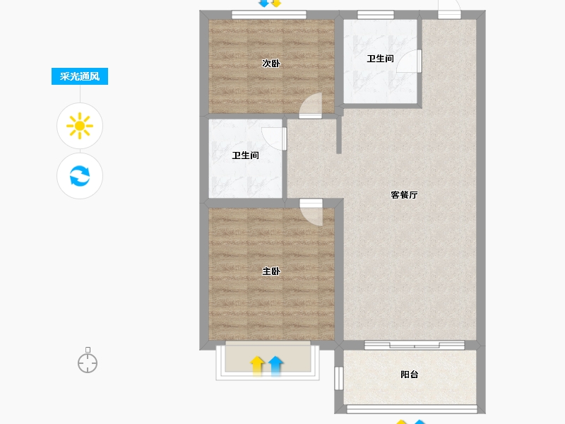 山东省-青岛市-瑞源名嘉康城-67.20-户型库-采光通风