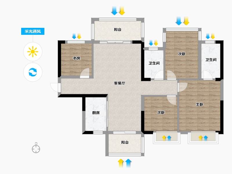 广西壮族自治区-南宁市-深石汉华柏翠湾-101.52-户型库-采光通风