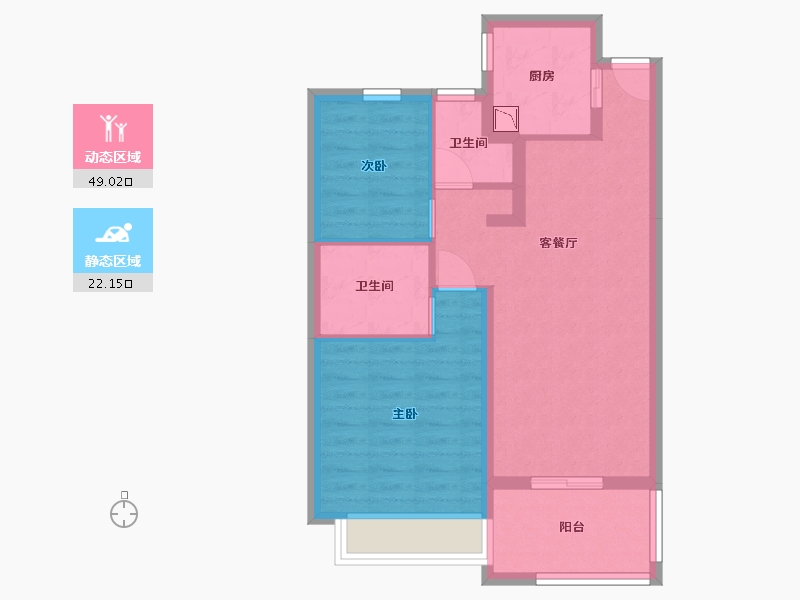 辽宁省-沈阳市-雅居乐清水湾-62.81-户型库-动静分区