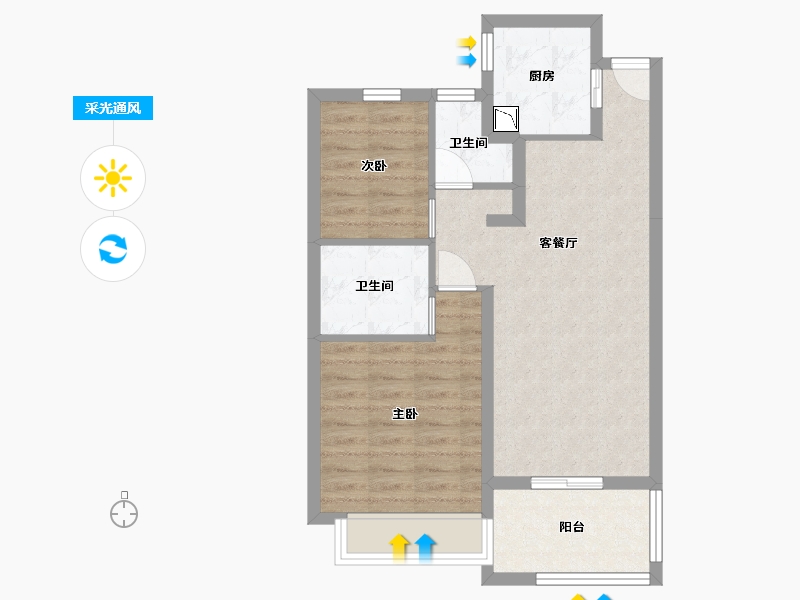 辽宁省-沈阳市-雅居乐清水湾-62.81-户型库-采光通风