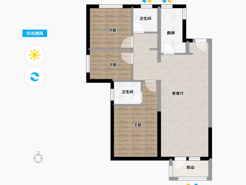 河北省-廊坊市-剑桥郡11期-80.00-户型库-采光通风