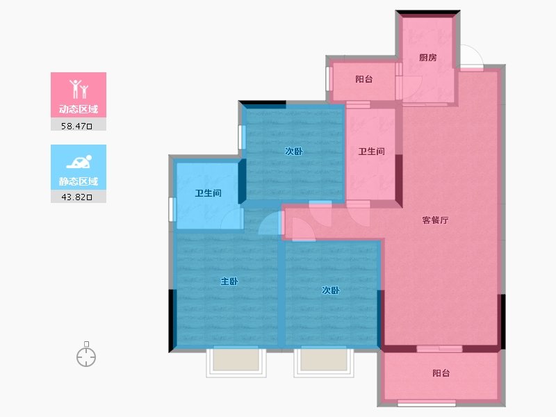 四川省-成都市-王府花园御锦苑-90.87-户型库-动静分区