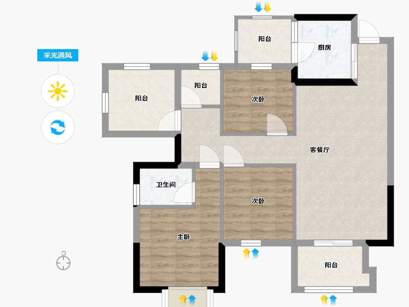 广西壮族自治区-南宁市-轨道御水元筑-79.06-户型库-采光通风