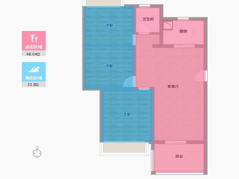 辽宁省-沈阳市-雅居乐清水湾-72.49-户型库-动静分区