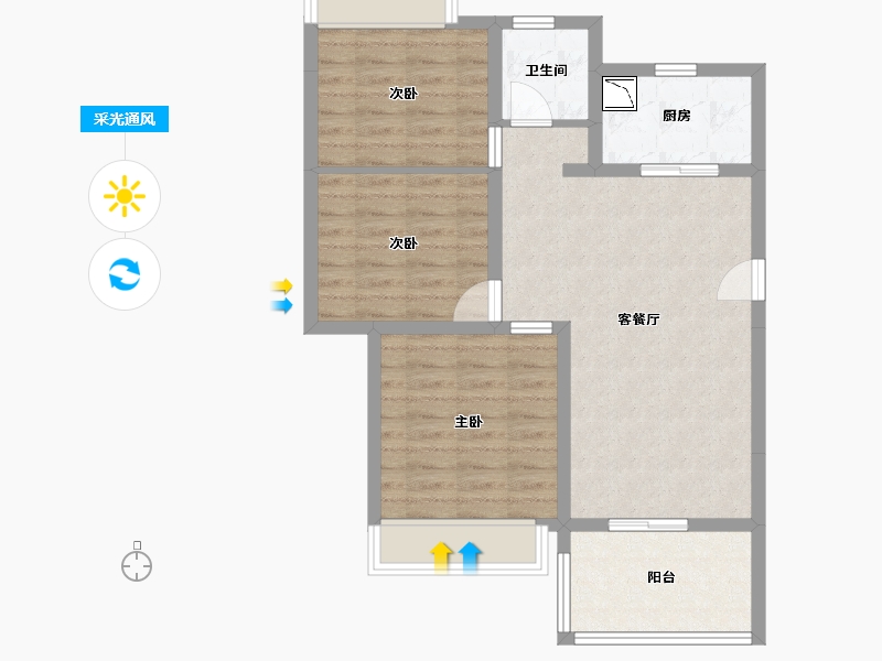 辽宁省-沈阳市-雅居乐清水湾-72.49-户型库-采光通风