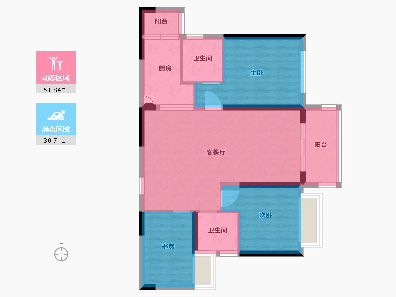 重庆-重庆市-龙湖春江天镜-73.35-户型库-动静分区