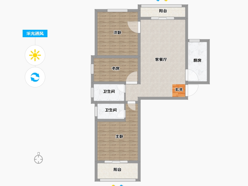 山西省-太原市-天鼎华府-104.50-户型库-采光通风