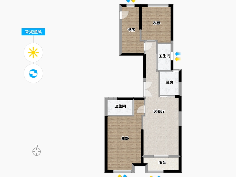 浙江省-湖州市-鲁能公馆-82.81-户型库-采光通风