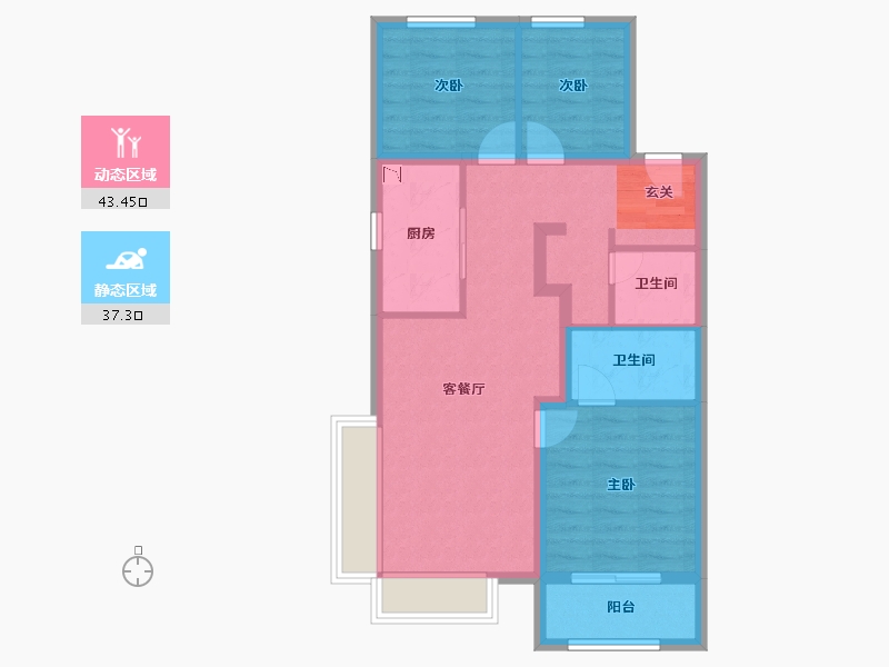 山西省-太原市-万科城市之光・东望-71.35-户型库-动静分区